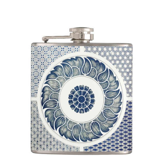 Cantil Medalhão Chinês: Chinoiserie Azul Índigo (Frente)
