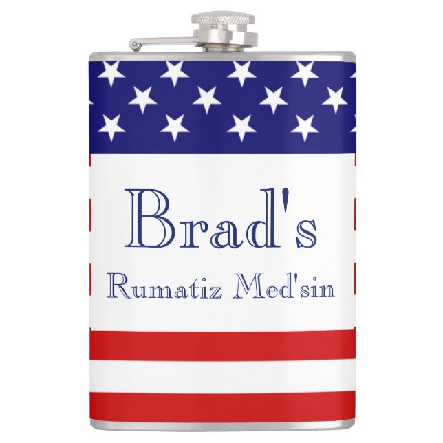 Cantil Medsin Rumatiz do nome personalizado com bandeira  (Frente)