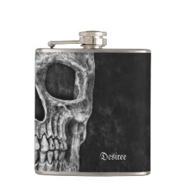 Cantil Meia Cabeça De Crânio Gótico Legal, Preto E Branco