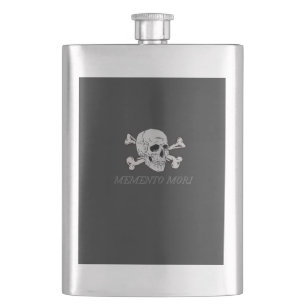 Cantil Memento Mori Crânio Cinza e Ossos Cruzados
