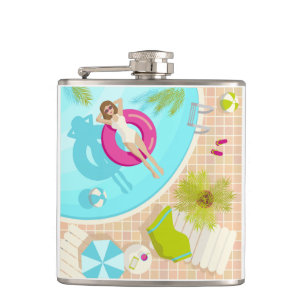 Cantil Menina da festa de natação na praia de verão de bi