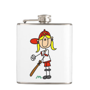 Cantil Menina Figura de Palito de Beisebol na Vez de Reba