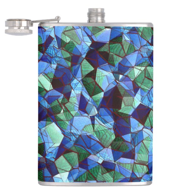 Cantil Mensagem de mosaico irregular verde e azul sobrepo (Aberto)