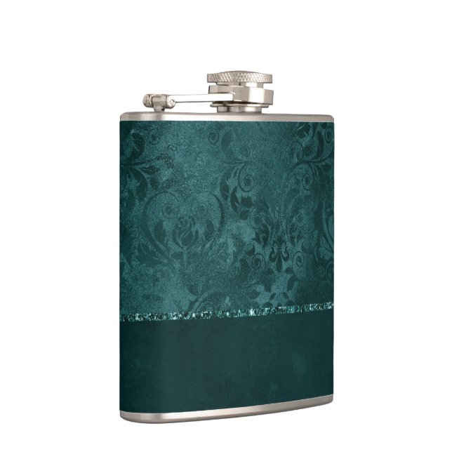 Cantil Midnight Teal Romance | Dark Satinge Damask (Direita)