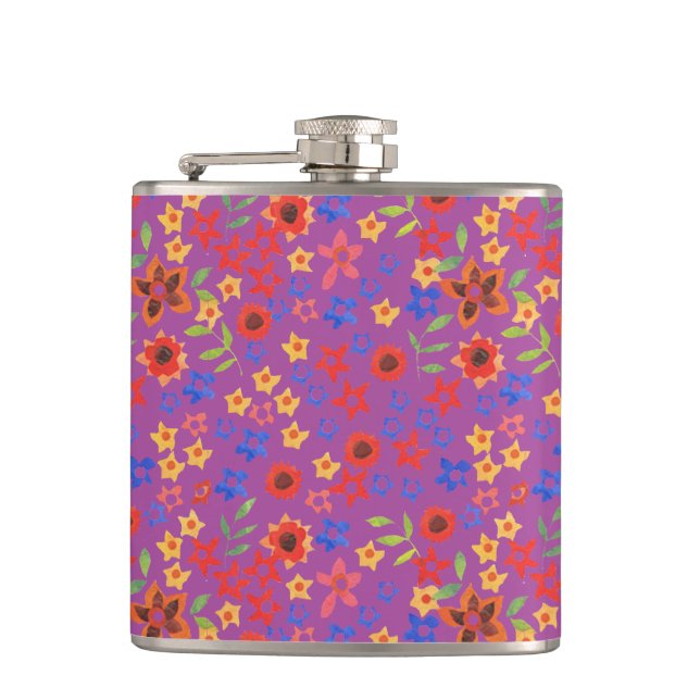 Cantil Mini impressão Floral Chic Retro no Flask Hip Mage (Frente)