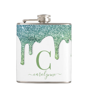 Cantil Minigrama Verde Teal Aqua Sparkle Drives Monograma