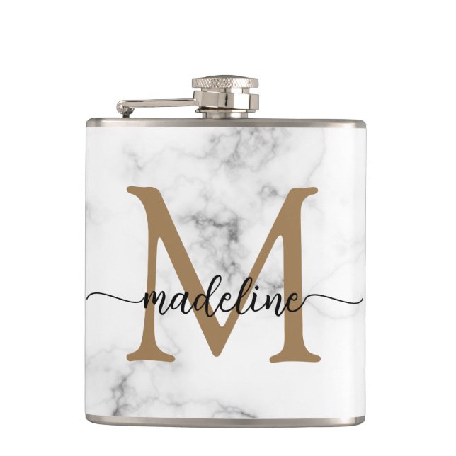 Cantil Modern Marble Gold Girly Script Monogram (Frente)