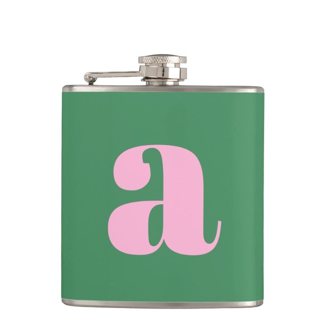 Cantil Modern Monogram Initial Letter Pink Green Wedding (Frente)