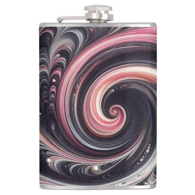 Cantil Moderno Abstrato Girando Rosa, Preto e Branco  (Frente)