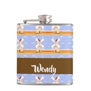 Cantil Moinhos de vento castanhos com telhados vermelhos