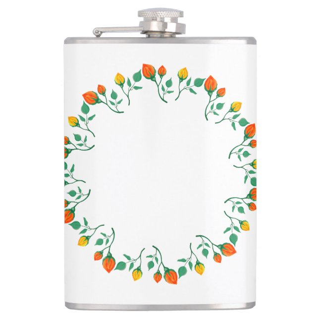 Cantil Moldura redonda floral com flor amarela e rosa ver (Frente)