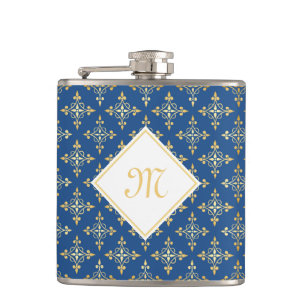 Cantil Monograma Azul e Dourado Quatre Floral