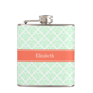 Cantil Monograma conhecido coral branco do damasco #3 da