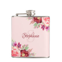 Monograma de Blush Floral Moderno Personalizado