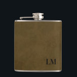 Cantil Monograma De Casamento De Couro Com Couro Atingido<br><div class="desc">Este simples design de monograma é clássico. Este frasco faz um presente de excelente para sua ocasião especial.</div>