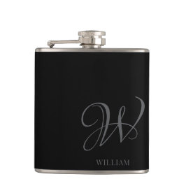 Cantil Monograma de Cinzas Negra Personalizada Inicial