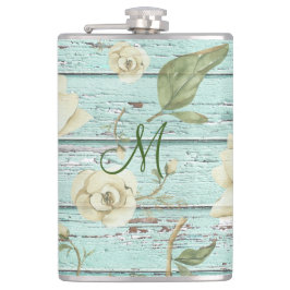 Cantil Monograma de Madeira Verde Vencido com Magnolias