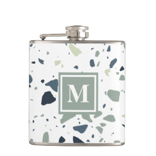 Cantil Monograma de Mármore Terrazzo Azul Verde Moderno