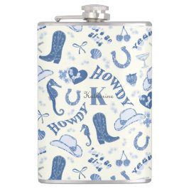 Cantil Monograma de Nome de Cowgirl Azul Fofo Feminino Co