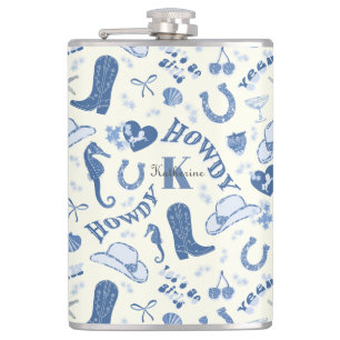 Cantil Monograma de Nome de Cowgirl Azul Fofo Feminino Co