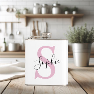 Cantil Monograma de Nome Personalizado Moderno - Rosa