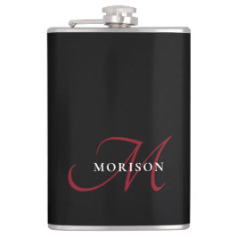 Cantil Monograma de Script Vermelho Preto Moderno Elegant