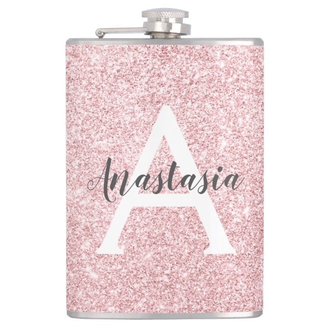 Cantil Monograma do Glitter Dourado com Rosa de Chic e Tr (Frente)