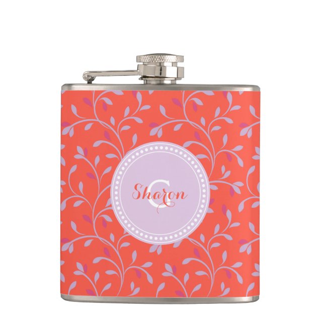 Cantil Monograma do padrão floral roxo, verde, cinzento,  (Frente)