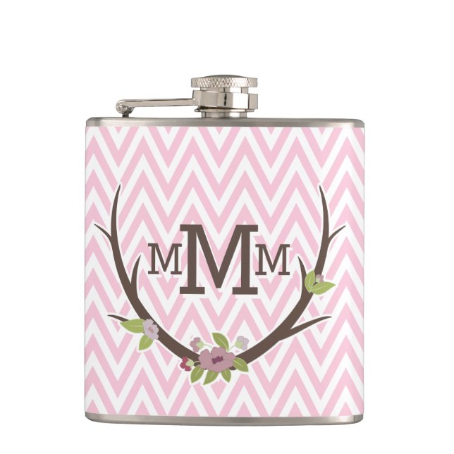 Cantil Monograma do padrão-quevon cor-de-rosa com ramific (Frente)