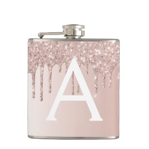 Cantil Monograma Dourado de Rosa Rosa Cor-de-Rosa e Brilh