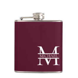 Cantil Monograma e Nome da Borgonha Elegante Personalizad