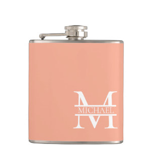 Cantil Monograma e Nome do Pêssego Elegante Personalizado