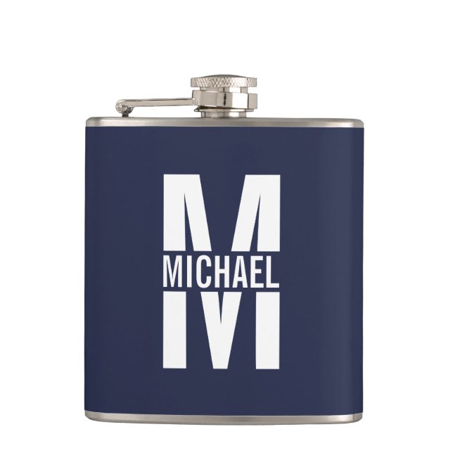 Cantil Monograma e Nome Personalizados Azul-marinho (Frente)