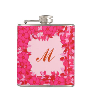 Cantil Monograma emoldurado com flores - fúcsia e rosa