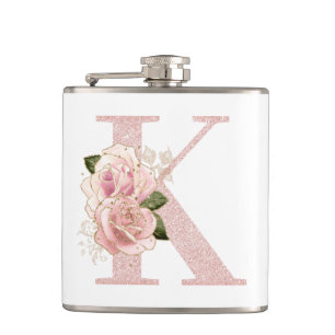 Cantil Monograma Floral Girly Rosa Dourado Brilhante K