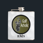 Cantil Monograma Funny Golf Achólica<br><div class="desc">Fala Achólica do Golf Engraçado. Traga risos aos seus amigos de golfe com este frasco de design personalizado único, com um fundo branco de bola de golfe e um golfe humorístico que também inclui as suas iniciais do monograma do DIY. Se você não encontrar o que está procurando, por favor,...</div>