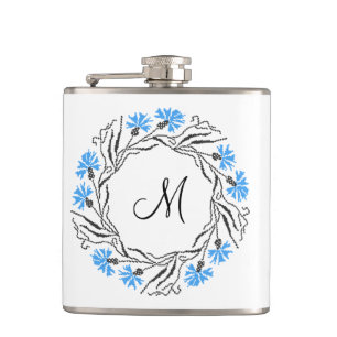 Cantil Monograma inicial do Círculo de Cornflower cruzad