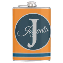 Monograma laranja cinza azul personalizado Elegant