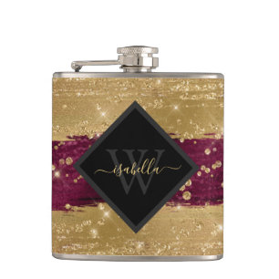 Cantil Monograma Moderno Script Burgundy Dourado