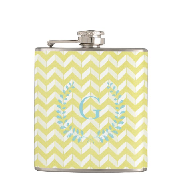 Cantil Monograma Personalizado Chevron Amarelo Chic Paste (Frente)