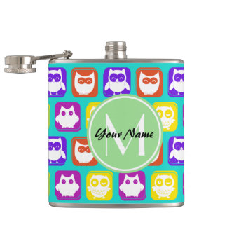 Cantil Monograma Personalizado Colorido de Neon Owl, Pers