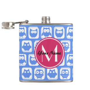 Cantil Monograma Personalizado de Padrão de Coruja Azul C