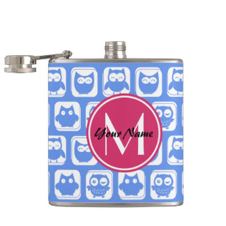 Cantil Monograma Personalizado de Padrão de Coruja Azul C