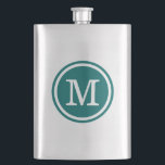 Cantil Monograma Personalizado de Teal Negro<br><div class="desc">Frasco cônico personalizado de forma cômoda e cômoda. Clique em Personalizar para alterar as fontes e cores do monograma para criar a sua própria design. Adoráveis e únicos presentes personalizados de madrinha!</div>