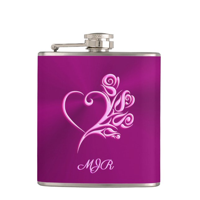 Cantil Monograma personalizado, Mauve Stylized Heart e Ro (Frente)