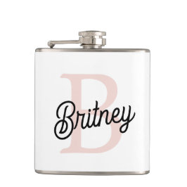 Cantil Monograma Personalizado Moderno e Nome Pastel Rosa