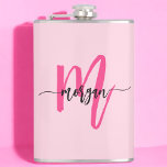 Cantil Monograma Rosa Vibrante Festa de Despedida de Solt<br><div class="desc">Celebre com estilo com nosso Frasco para Festa de Despedida de Solteira de Menina com Monograma Rosa Neon! Com um design vibrante rosa neon e personalizado com o seu monograma, este frasco adiciona um toque chique e personalizado às suas festividades de despedida de solteira. Feito de aço inoxidável durável, é...</div>