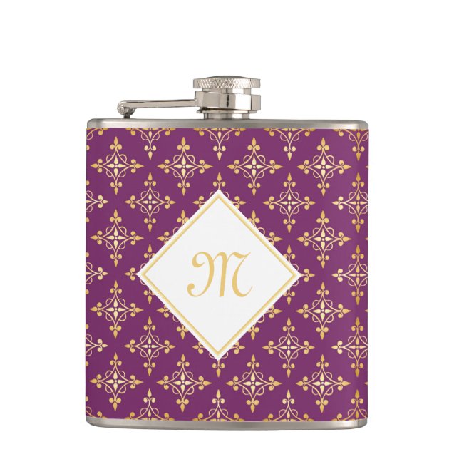 Cantil Monograma Roxo e Dourado Quatre Floral (Frente)