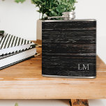 Cantil Monograma Rustic Weathered Black Wood Wedding<br><div class="desc">Este simples design de monograma é clássico. Este frasco faz um presente de excelente para sua ocasião especial.</div>
