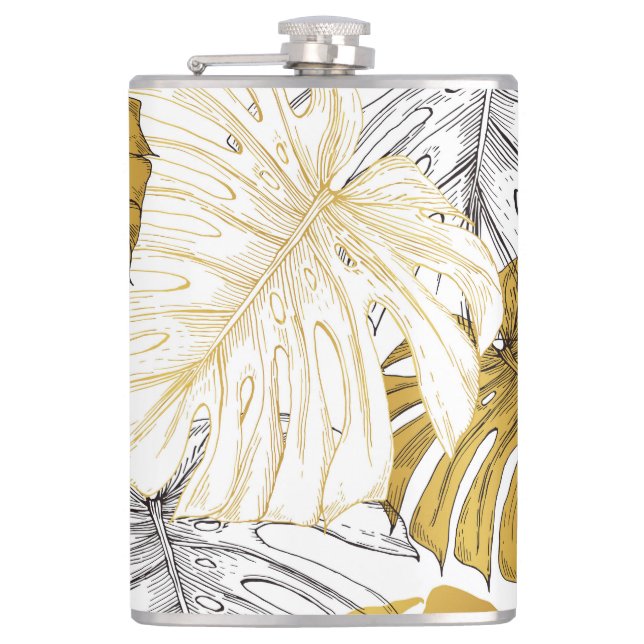 Cantil Monstera Leaves: Ouro Branco (Frente)